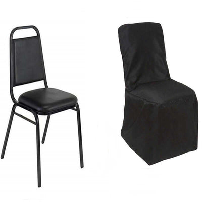 Black metal chair and cover chair set on a white background