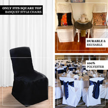 Ivory Polyester Square Top Banquet Chair Cover, Reusable Chair Cover
