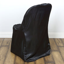 Black Glossy Reusable Elegant Folding Satin Chair Covers