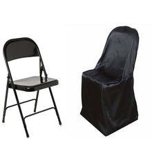 Glossy Reusable Elegant Folding Satin Black Chair Covers