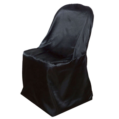 Black satin chair cover for elegant event decor