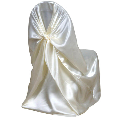 Elegant ivory satin fabric draped in a stylish knot.