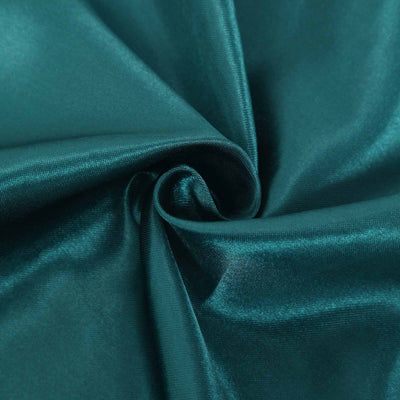 Teal satin fabric with a smooth, glossy finish.