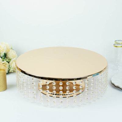 Elegant round cake stand with crystal beading detail.