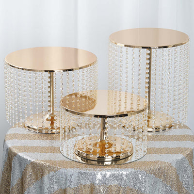 Gold-accented side tables with crystal bead detailing