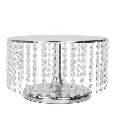 Round crystal beaded side table with chrome base
