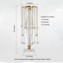 22" Tall Flower Stand Crystal Pendants Chandelier Centerpiece - Gold