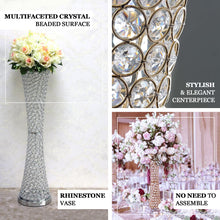 24inch Metallic Gold & Crystal Beaded Hurricane Floral Vase Centerpiece