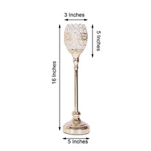 Gold Metal Goblet Candle Holders With Acrylic Crystal Votive 2 Pack 16 Inch