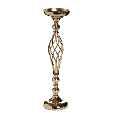 Create Magical Atmosphere with Dazzling Gold Flower Ball Pedestal Stands