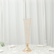 28 Inch Gold Crystal Beaded Trumpet Vases 2 Pack
