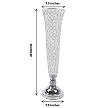 2 Pack Table Centerpiece Silver 28 Inch Crystal Beaded Tall Trumpet Vase Set
