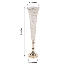 Gold 40 Inch Tall Crystal Beaded Trumpet Vase Set Table Centerpiece 2 Pack