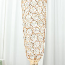 Pack Of 2 Gold 40 Inch Tall Crystal Beaded Trumpet Vase Set Centerpiece