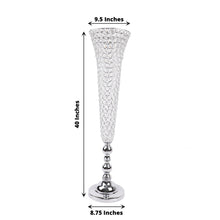 2 Pack Silver Trumpet Vase Set Crystal Beaded 40 Inch Tall