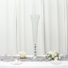 Silver 40 Inch Tall Crystal Beaded Trumpet Vase Set 2 Pack
