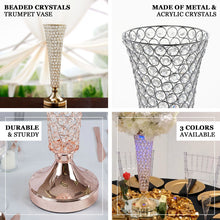 2 Pack of 40 Inch Tall Gold Crystal Beaded Trumpet Vases Table Centerpiece