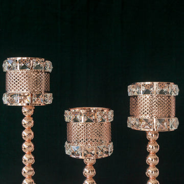 Goblet Candle Holder Set - Rose Gold Elegance