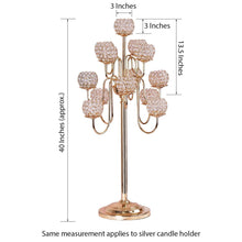 40inch Tall 13 Arm Gold Metal Crystal Beaded Candelabra Candle Holders, Goblet Votive Candle Holders