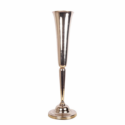 Silver vase with a sleek, tall design and polished finish