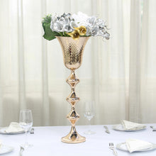 24 Inch Gold Metal Hammered Trumpet Vase Flower Stem