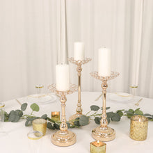 Metal Gold Candle Holder Centerpieces With Crystal Beads