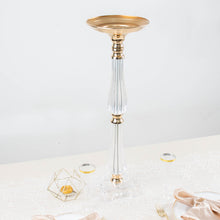 Table Centerpiece In Acrylic Crystal & Gold Metal Pillar Candle Stand 24 Inch