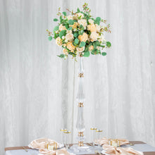 Table Centerpiece Acrylic Crystal Gold Metal Pillar Candle Stand 32 Inch