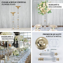 32inch Gold / Clear Acrylic Crystal Pillar Candle Stand Table Centerpiece