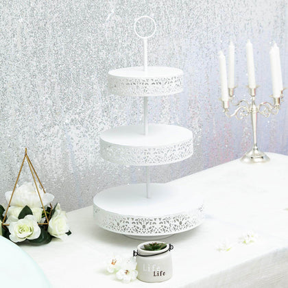 Metal Cupcake Stand 23" 3-Tier Reversible Design White - Dessert Holder and Serving Tray
