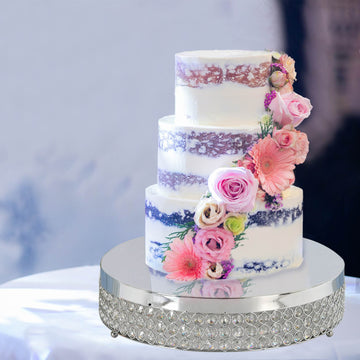 Create a Captivating Display with the Silver Crystal Beaded Cake Stand