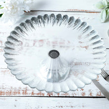 Glass Silver Wavy Edge Pedestal Appetizer Display Plate 12 Inch 