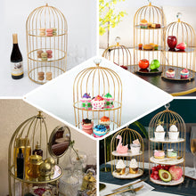 Bird Cage Cupcake Stand With 22 Inch Mirror Base Crystal Top 3 Tiers