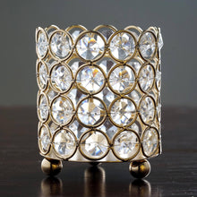Crystal Beaded Gold Metal Votive Candle Holder 4 Inch