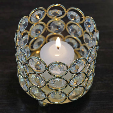 Stunning Gold Crystal Candle Holder
