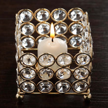 3inch Shiny Gold Metal Square Votive Tealight Candle Holder, Multipurpose Table Vase