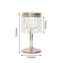 8 Inch Gold Metal Chandelier Candle Stand With Crystal Beads