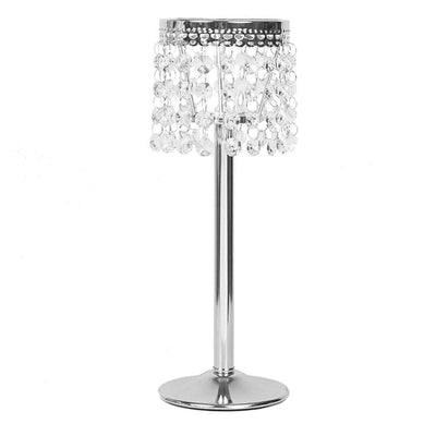 Crystal beaded table lamp with a chrome base and elegant design