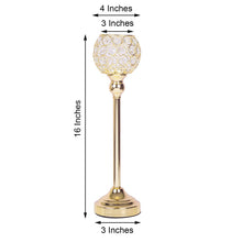 Tall 16 Inch Gold Candle Stand With Crystal Beaded Votive Holder