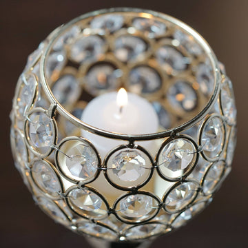 Create a Magical Atmosphere with the Gold Crystal Votive Pillar Candle Holder