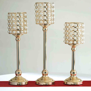 Create a Timeless and Memorable Event with White Pearl Candle Holders