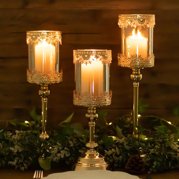 Enhance Your Event Décor with Antique Gold Lace Votive Candle Stands