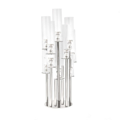 Modern chrome floor lamp with glass shades