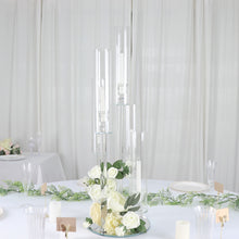 5 Arm Clear Crystal Glass Taper Candle Candelabra 32 Inch 