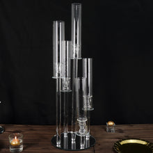 Clear 5 Arm Crystal Glass Candelabra 32 Inch Tall