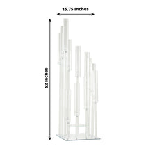 4.5ft Crystal 12-Arm Cluster Glass Candelabra Floral Pedestal Stand, Square Hurricane Taper