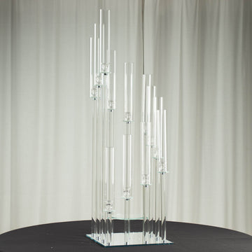 Elegant Crystal Clear Glass Candelabra for Stunning Event Decor
