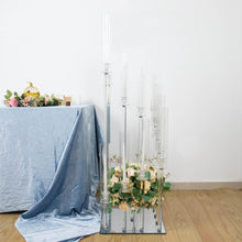 4.5ft Crystal 12-Arm Cluster Glass Candelabra Floral Pedestal Stand, Square Hurricane Taper