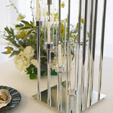 Silver 12 Arm Cluster Taper Candle Holder 57 Inch with Clear Glass Shades 