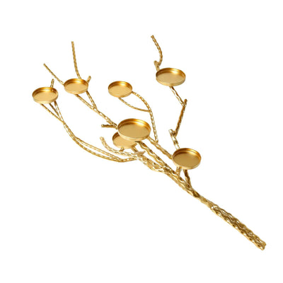 Gold branch candle holder with multiple cups for candles